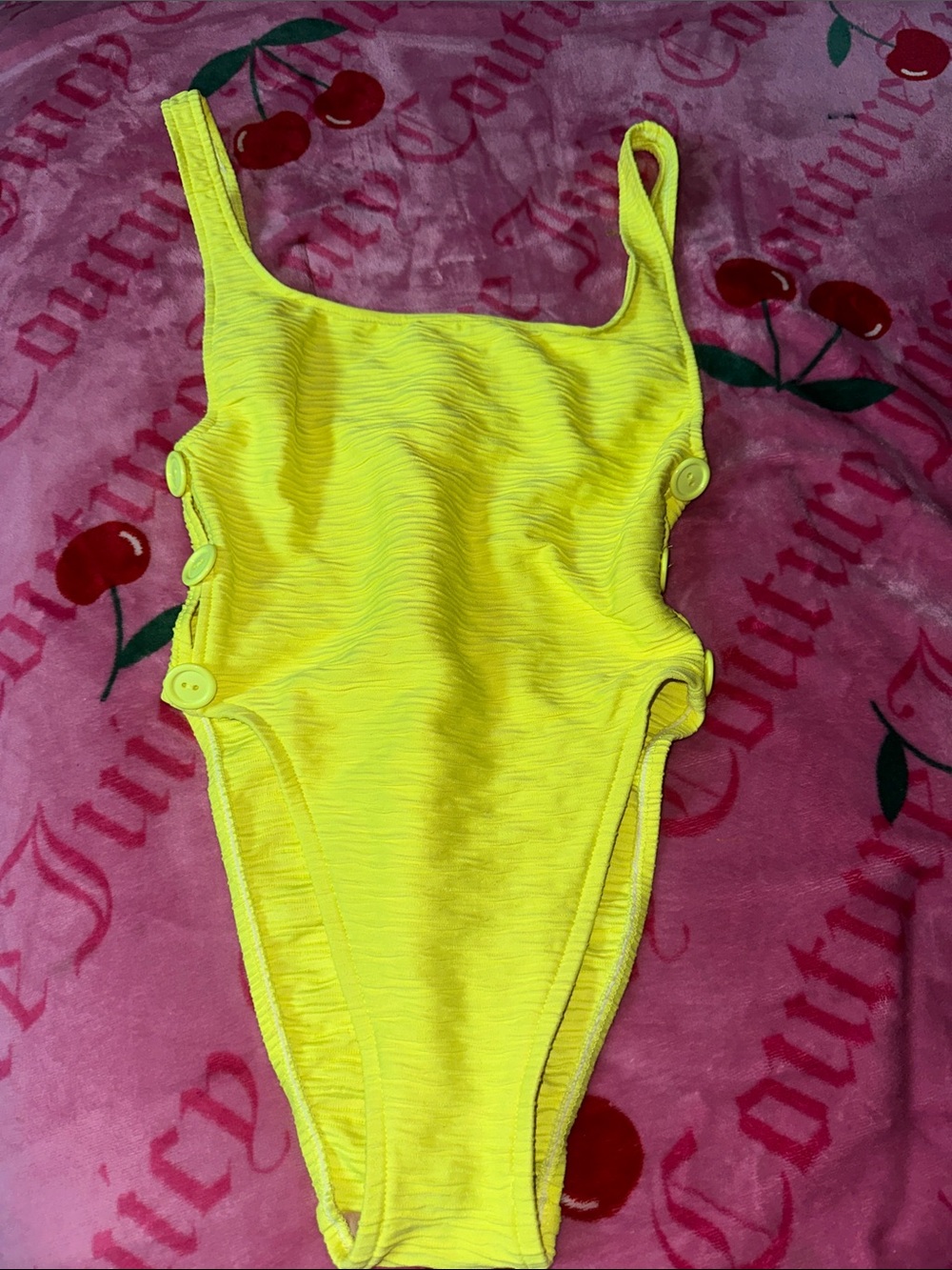 1990s Vintage Daffy Water neon yellow bathing suit swimsuit one piece size small
